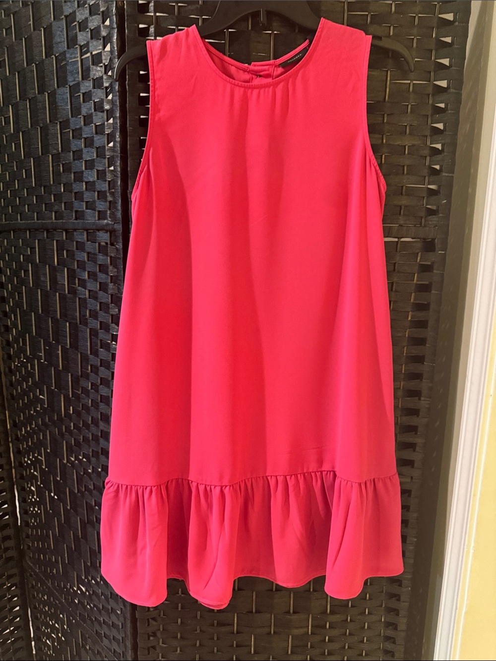 Halogen Hot Pink Sleeveless Ruffle-Hem Casual Dress